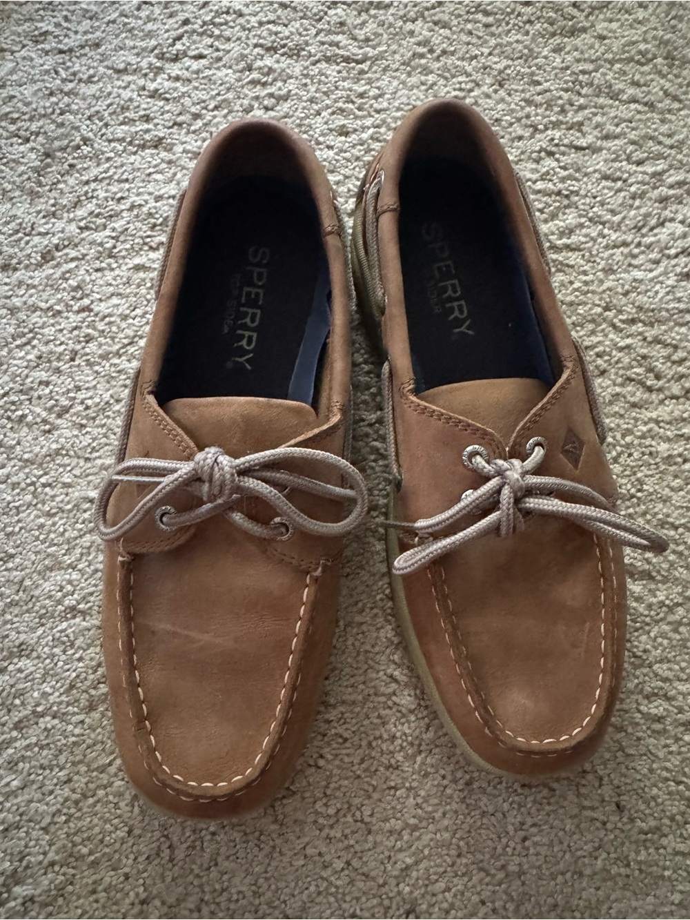 Sperry Men’s Tan Leather Moccasin-Style Boat Shoes
